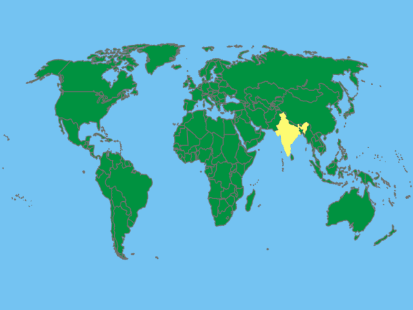 Weltkarte Indien
