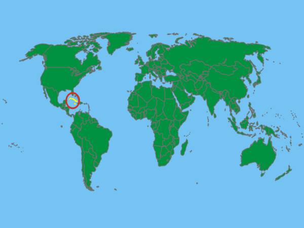 Weltkarte Kuba und Jamaika
